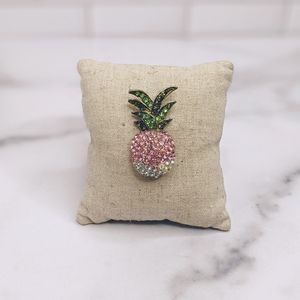Pink & GREEN rhinestone pineapple brooch
